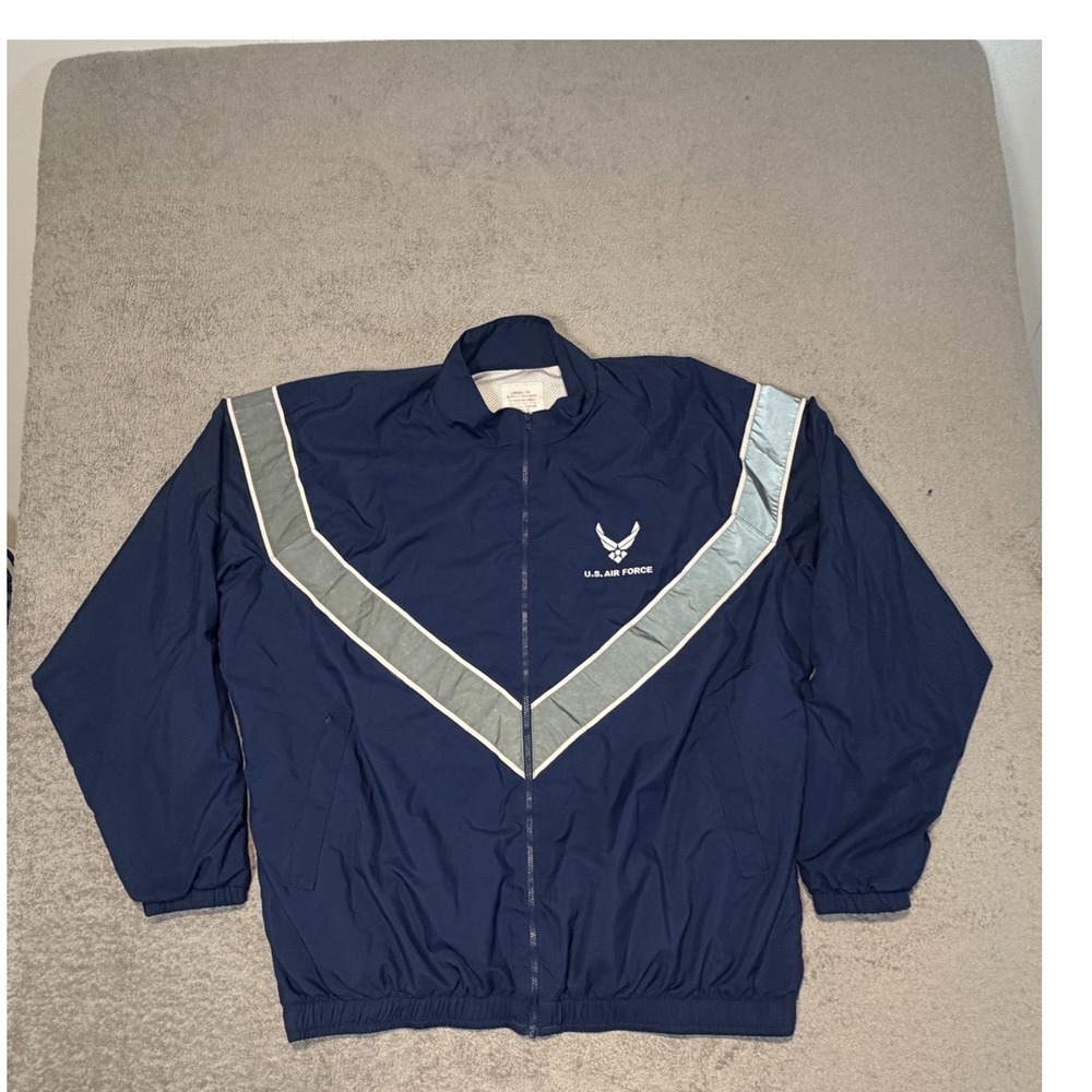 U.S. Air Force Jacket Mens LT Blue AF PTU Mesh Lined Reflective Windbreaker